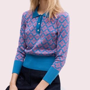 Floral polo sweater